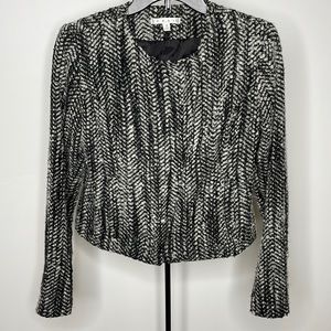 CAbi Wool Blend Blazer Zipper front and Wrists fully Lined Black White E…